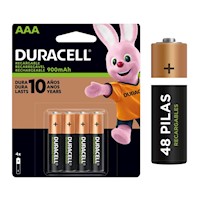 Caja de 48 unid de Pilas Recargables Duracell AAA de 900 mAh